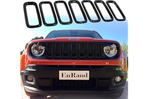EnRand Jeep Renegade Grill Inserts,Front Grille Guard Cover Trim for 2015-2018 Jeep Renegade - 7Pcs Black