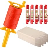20 Pc 12'' Wooden Garden Stake, 1 Pc Mason Line String with Handle | 5 Pcs Built in Levels, #18 540ft Mason Line String, Construction String Line Kit, Outdoor Projects DIY, Yard &amp; Gardening Work
