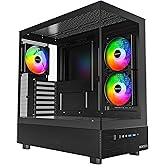 MONTECH XR Panoramic ATX Gaming PC Case, Mid Tower, 3 ARGB PWM Fans, Black | High Airflow; 2 Reverse-Blade Side &amp; 1 Rear ARGB PWM Fan; Magnetic Filter; 420mm GPU, 360mm Radiator; USB-C; Up to 9 Fans