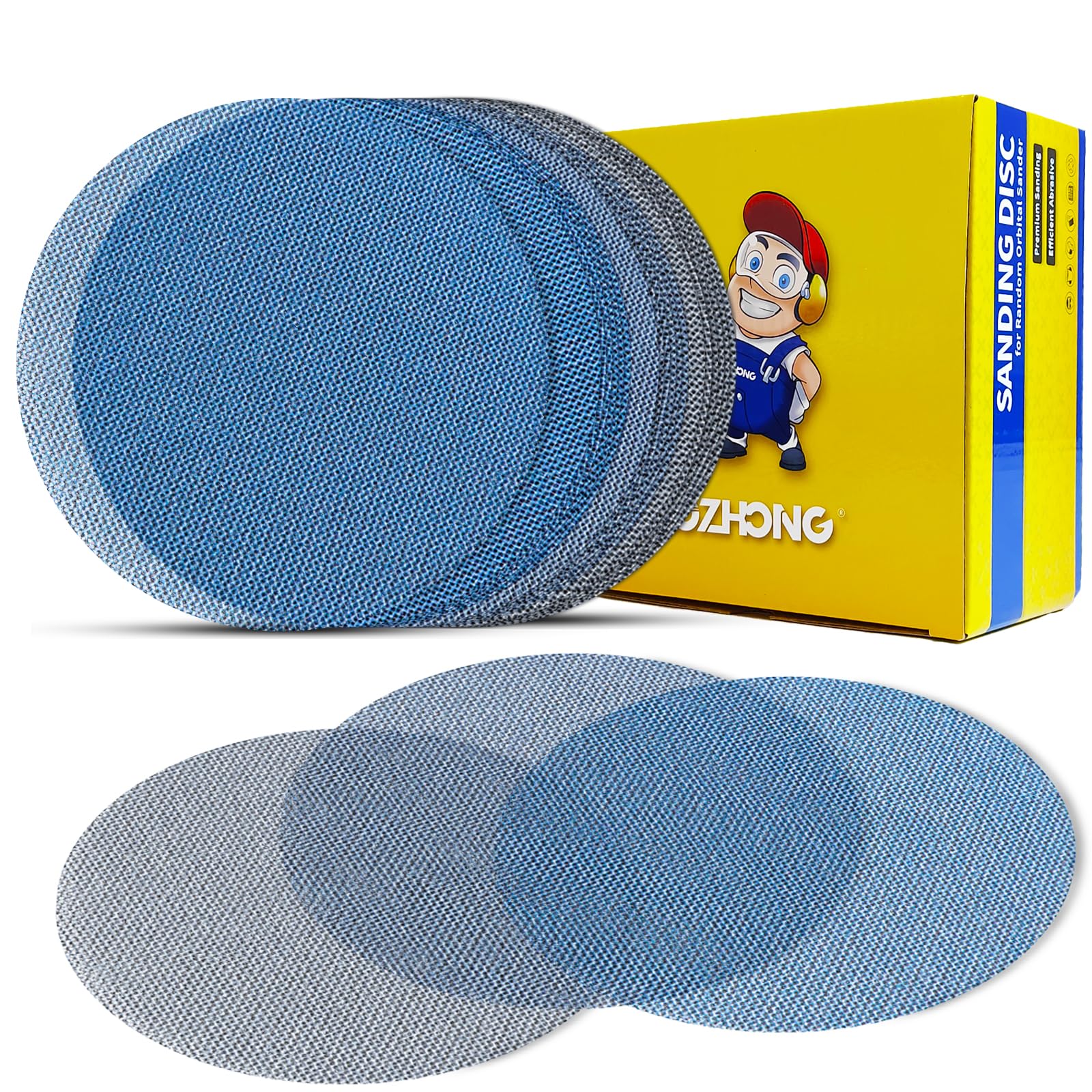 Photo 1 of AOZHONG 6-inch Assorted Ceramic Mesh Sandpaper (Grits 80, 120, 180, 240, 320) - 50 Pcs Ceramic Net Abrasive Hook and Loop Sanding Discs for Random Orbital Sander