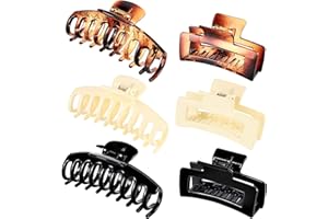 79Style 6pcs Hair Claw Clips Big Hair Clips For Women Brwon Black Claws Clips For Thick Hair Banana Clips For Hair PLastic Hair Clip For Girls Chocolate)