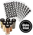 AllSpice 315 Preprinted Water Resistant Round Spice Jar Labels Set 1.5"- Fits Penzeys and AllSpice Jars- 4 styles to choose from (Modern Black)