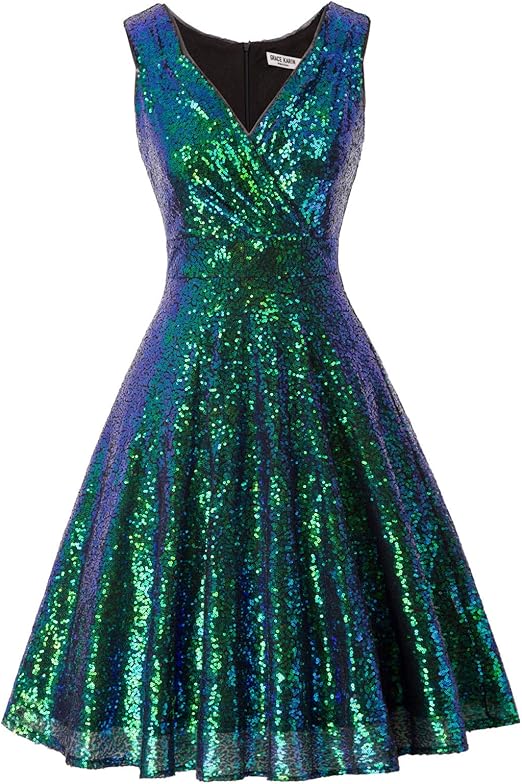 GRACE KARIN CL061 Women's Sequin Dress, KneeLength Rockabilly Retro