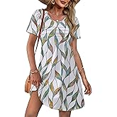 OFEEFAN Womens Pleated Front Dresses Fashion Spring Puff Sleeve Pockets Sundress Casual Summer