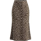 Allegra K Leopard Skirt for Women's Y2K Elastic High Waist A-Line Maxi Long Skirts