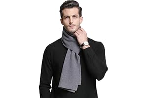 RIONA Men's 100 Australian Merino Wool Scarf Knitted Soft Warm Neckwear