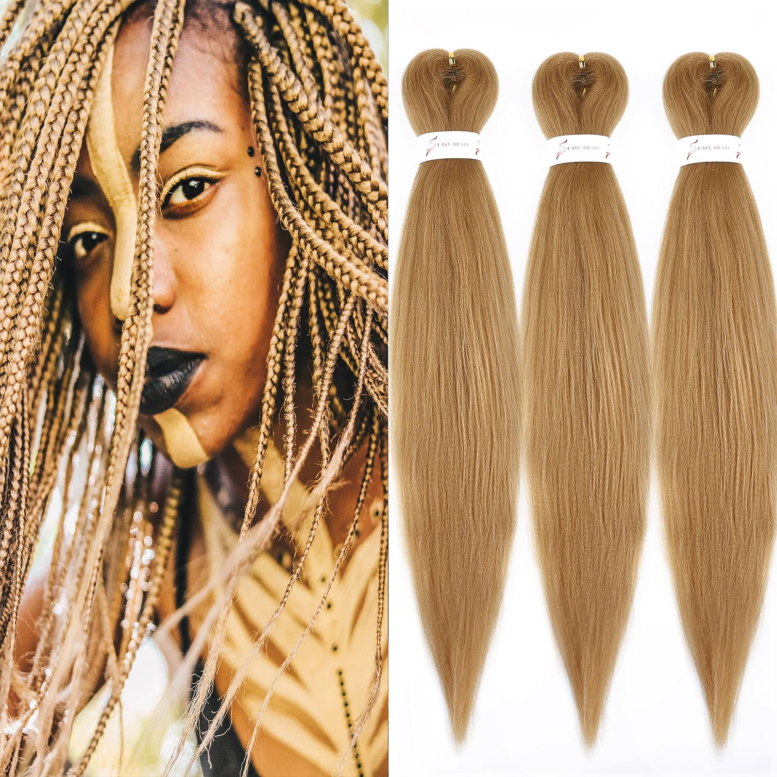 X Prestretched Braiding Extensions 20inch 3 Packs/Lot Yaki Crochet Hair Easy to Braid Hot Water Setting 27# Coffee Brown