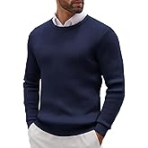 COOFANDY Men's Ribbed Crewneck Sweater Long Sleeve Slim Fit Knitted Pullover Sweater