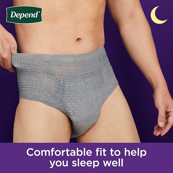 DEPEND NIGHT DEFENSE ADULT INCONTINENCE UNDERWEAR FOR MEN, DISPOSABLE, OVERNIGHT, EXTRA-LARGE, GREY, 12 COUNT, PACKAGING MAY VARY