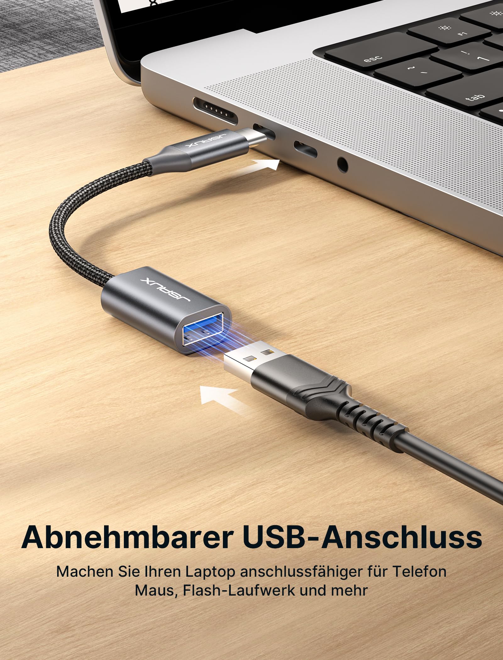 JSAUX Adapter USB C auf USB [2 Stücke] OTG Typ C auf USB 3.0 USB C Adapter OTG Kabel kompatibel mit iPhone 16 Pro Max/15 Pro Max, iPad Pro, MacBook Pro/Air, Galaxy S24/S23/S22 Ultra, Huawei P50-Grau 5