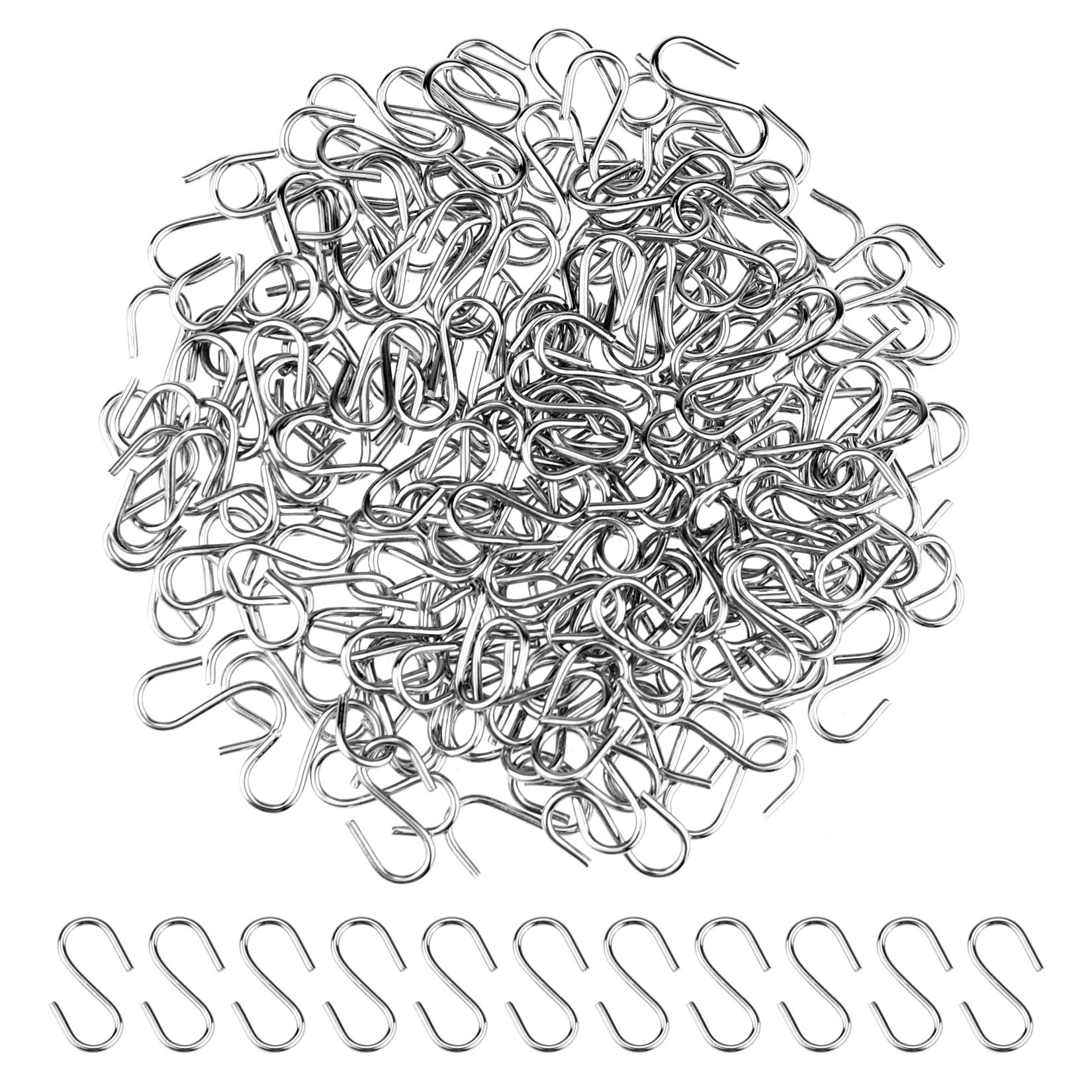 Photo 1 of Nydotd 180 Pcs Mini S Hook Connectors, 0.55 Inch Mini Metal S-Shaped Wire Hook Hangers Christmas Ornament Hooks for DIY Crafts, Hanging Jewelry, Key Chain Ring and Tags, Wood Circles (Silver, 14mm)