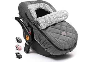 ACRABROS Car Seat Cover Baby: Winter Infant Carseat Canopy for Boy Girl Newborn, Zipper Peeping Window, Warm Cozy Cold Weather Waterproof Fitted, Heather Grey