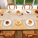 SHACOS Round Placemats and Coasters Set of 6 Beige Woven 38 cm 10 cm view 2