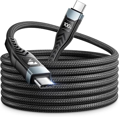 Aioneus 100W USB C to C Cable 3M Fast Charging Type C Lead PD QC for iPhone 15