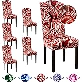 Sufdari Dining Room Chair Covers Set of 6, Candy Red Chair Covers for Dining Chairs, Non-Slip Spandex Kitchen Parsons Chair C