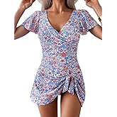 Eagerbuy Women's One Piece Swimdress Swimsuits for Women Tummy Control Swim Dresses