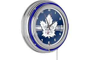 TRADEMARK GLOBAL NHL Chrome Double Rung Neon Clock - Toronto Maple Leafs