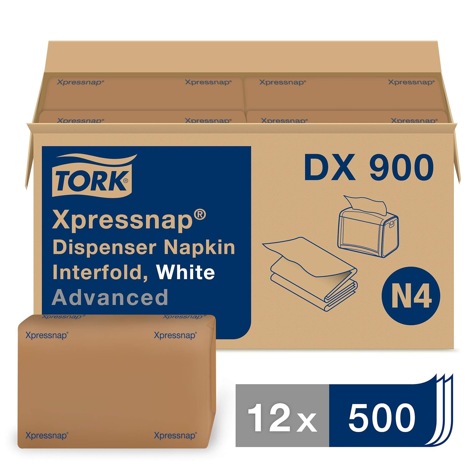 Tork Dx900 Xpressnap Interfold Dispenser Napkins, 1ply, Bagpack, 13x8 1/2, White (case Of 6