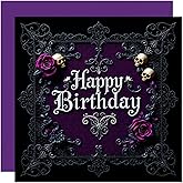 Gothic Birthday Card - Purple Rose Skull birthday card for men women goth teen