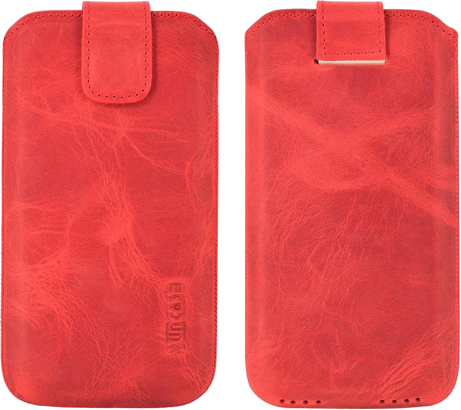 Suncase Mobile Phone Case Compatible with iPhone 11 Pro (5.8 Inches) with Additional Case / Shell / Bumper / Silicone *Pull Up Tab Feature * Mobile Phone Leather Protective Case in Antique Red - Image 3