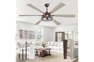 Fanbulous 65 Inch Ceiling Fan with Lights, Farmhouse Caged Ceiling Fans with Remote,Oil Bronze Industrial Ceiling Fans with Quiet Reversible DC Motor, Large Ceiling Fan for Living Room, Bedroom