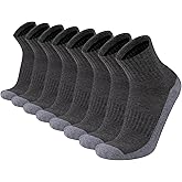 Heatuff Mens Cushioned Ankle Socks, Comfort Athletic Running Casual Quarter Socks (8 pairs)