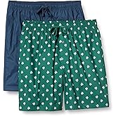 Amazon Essentials Men's Lounge Sleepwear Pajama Bottom Shorts, Cotton Stretch Poplin, Pack of 2