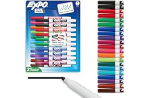EXPO Dry Erase Markers Whiteboard Markers with Low Odor Ink Fine Tip Assorted Vibrant Colors 21 Count