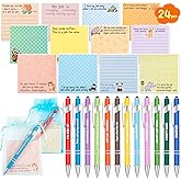 24PCS Employee Appreciation Gifts for Coworker, Funny Pens with Sarcastic Sayings + Sticky Notes, Work Gift Bulk for Adults Christmas Office Supplies Set