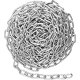 MANCHAP Galvanized Steel Chain, 32.8 ft x 1/4 inch Metal Link Coil Chain for Outdoor, DIY Projects, Hanging Plants, 6mm x 10m