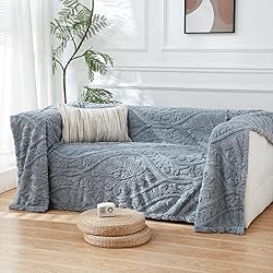 PU MEI Dusty Blue Fleece Throw Blanket for Couch