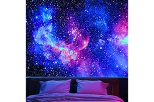 APDIDL Blacklight Galaxy Tapestry for Bedroom Aesthetic Space Starry Sky Stars Universe Backdrop Black Light Poster Decor Wall Hanging Glow in the Dark Tapestry for Living Room Dorm Home Decoration(51"X60")