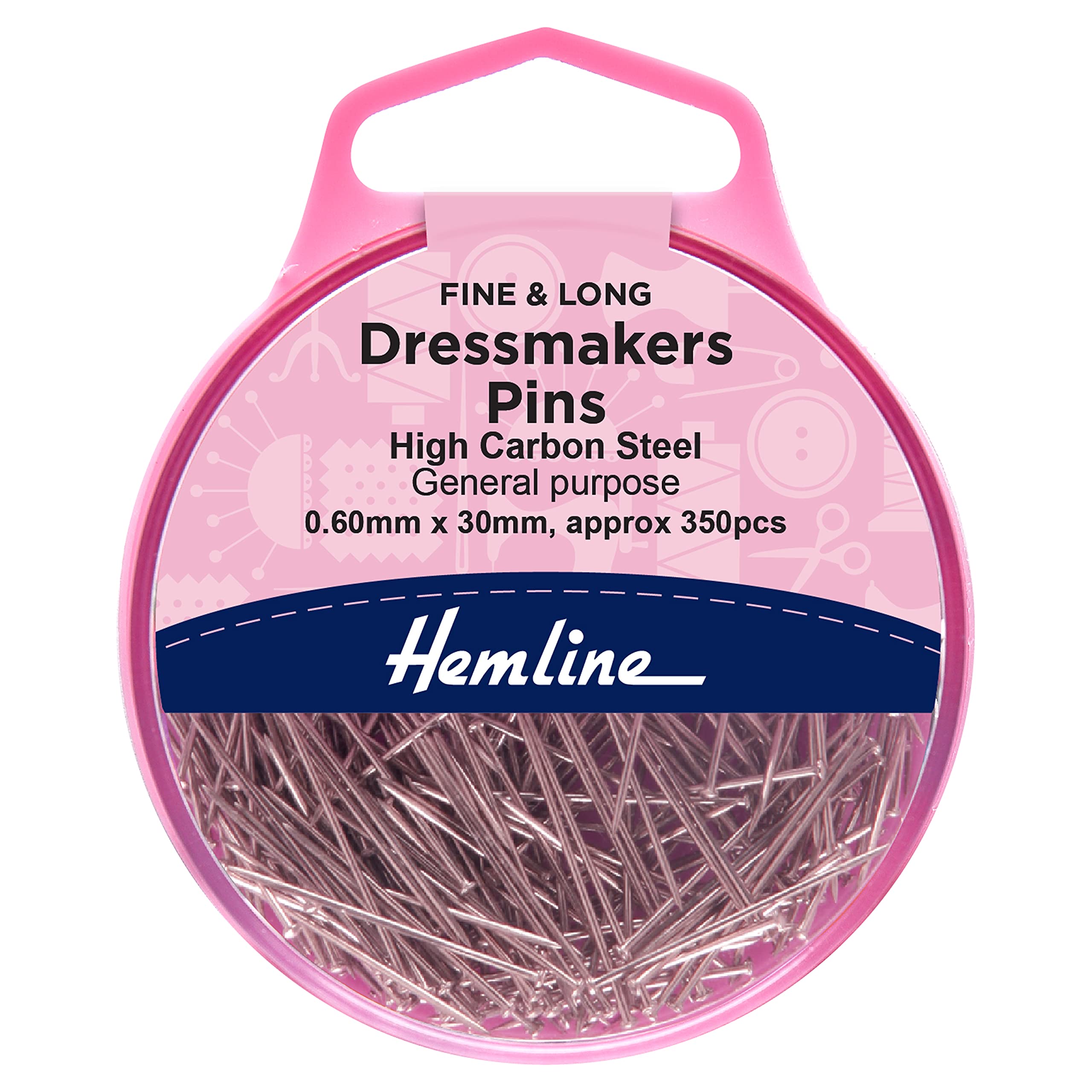 Hemline Dressmakers Fine Long Pins 30mm, pk of 25g