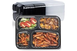 FRESHPAK Meal Prep Container, 4 Compartment 40-Pack To Go Containers with Lids Reusable BPA Free Microwave and Freezer Safe Bento Boxes Ideal for Portion Control and Food Storage(34oz)