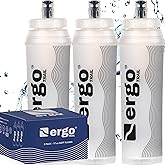 Ergotrail Soft Flask 500ml 3 Pack – Leak-Free Running Water Bottles for Runners, Hikers & Athletes – Bite Valve, Wide-Mouth, Freezable Soft Water Bottles for Running Vests Wide Mouth