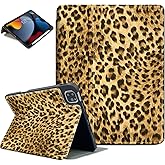 Lokigo for iPad Air 11 Inch Case M2/M3 2024/2025, Leopard iPad Air 5th GenerationCase 2022 iPad 4th Generation Case 2020, Multi-Angle Viewing iPad 10.9 Cover Adjustable Stand Auto Wake/Sleep, Brown