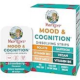 Mood & Cognition Dissolving Strips by MaryRuth's | Vitamin B12 | Vitamin B6 | Saffron | Folate | B Vitamins | Sugar Free | Strawberry Flavor | Vegan | Gluten Free | Dairy Free | 30 Count