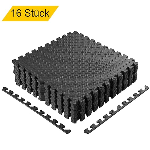 Homgrace Schutzmatten Set 60 x 60 cm Bodenschutzmatten Trainingsmatten Puzzlematten für Bodenschutz, Büro, Fitnessraum, Garag