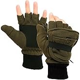 Flammi Men's Convertible Gloves, 3M Thinsulate Thermal Polar Fleece Mittens with Flip-Thumb for Hunting, Hiking, Fishing