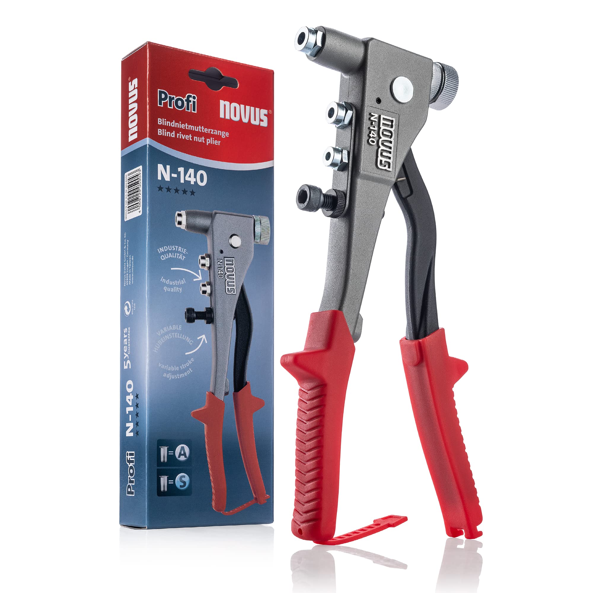 Novus Blind Rivet Nut Pliers N-140, Tool Body Made Of Aluminium And Steel, Riveting Pliers Set For Aluminium Rivets, Steel Rivets