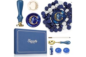 SWANGSA Brand Brass Initial C Wax Seal Stamp Kit, Vintage Elegant Botanical Leaves, Gift Box