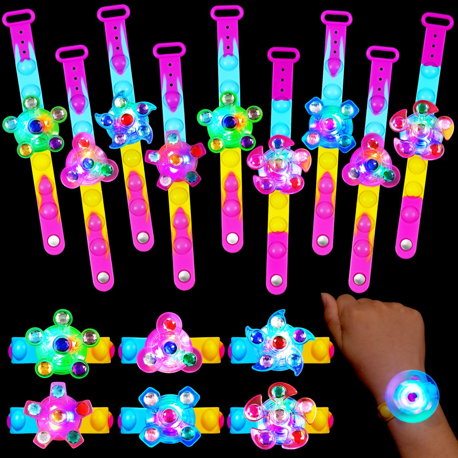 Photo 1 of 25 Pack Light Up Bracelets Party Favors for Kids 4-8 8-12, Goodie Bags Stuffers Party Favors for Kids 3-5, Birthday Party Gifts Classroom Prizes Glow in the Dark Party Supplies Classroom Prizes