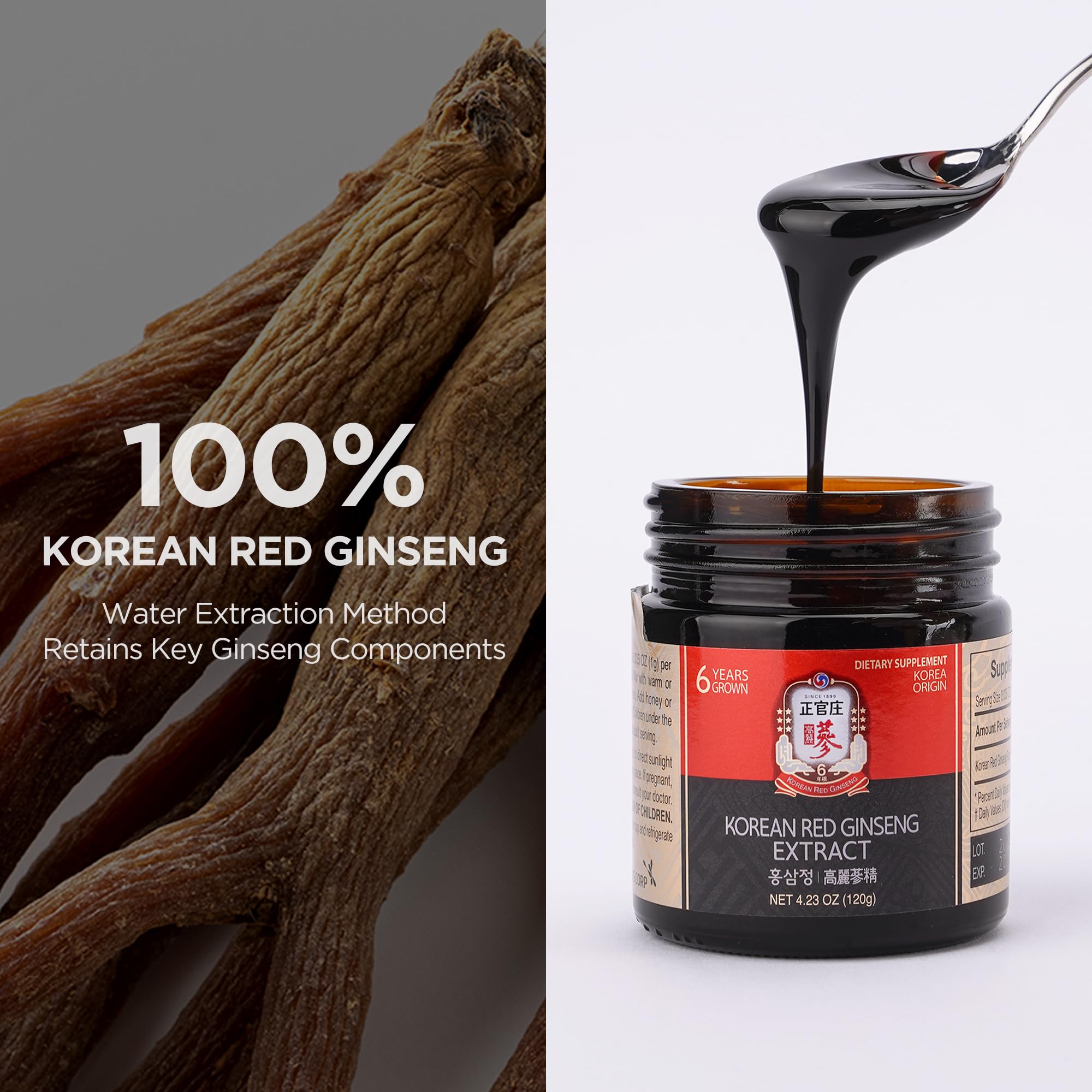 JungKwanJang Korean Red Panax Ginseng Extract Extra Strength, Energy Boost, Performance, Boost Immune System, Stamina, Blood Circulation and Mental Health Support, Memory, Productivity - 240g