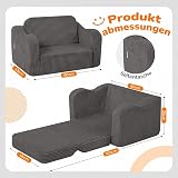 MeMoreCool Corduroy Kids Couch Sofa Folding Toddler Chair Bed Grey view 3