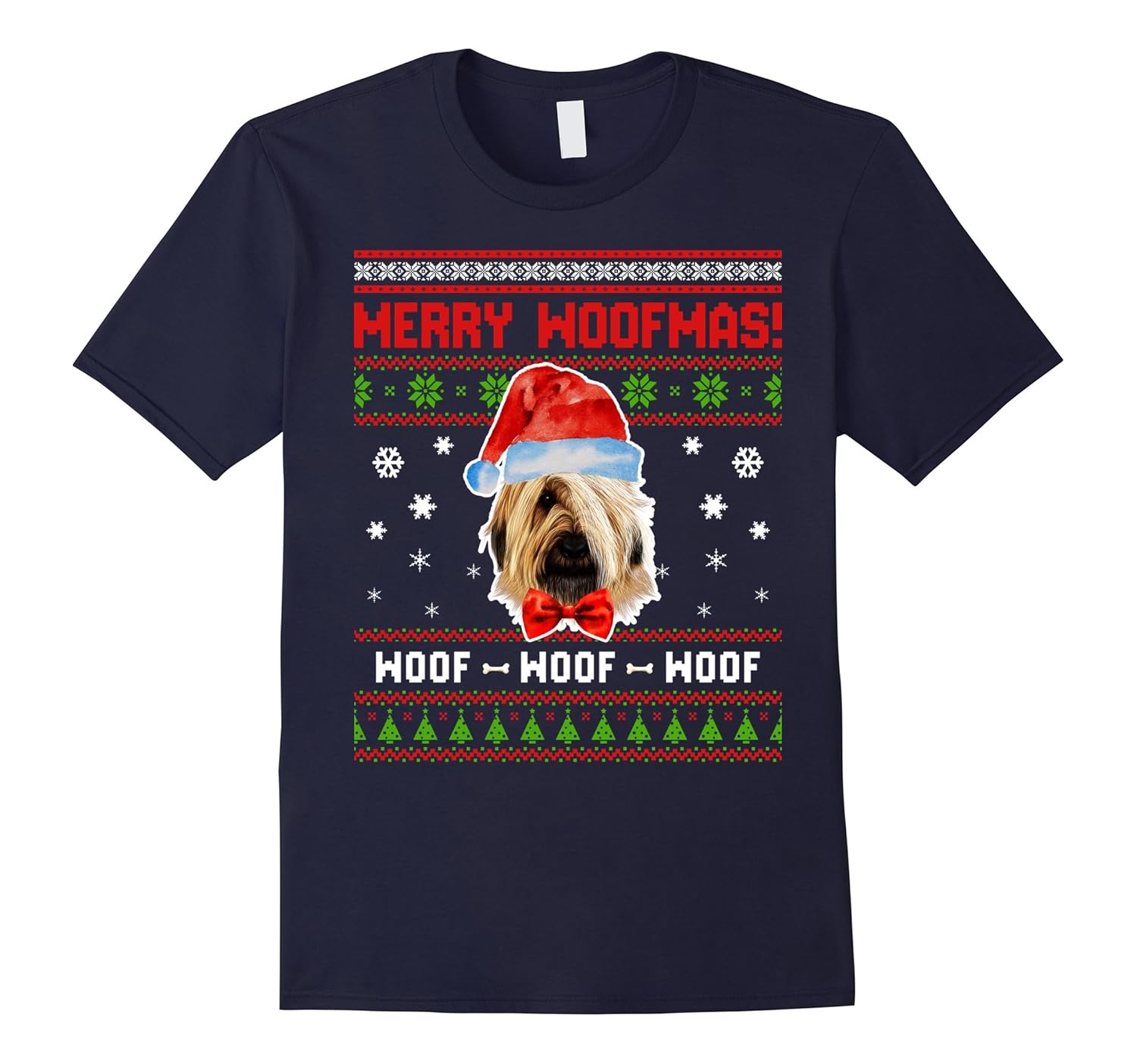 Briard Dog Merry Woofmas Tshirt, Christmas Santa Dog-ANZ