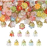 Stiesy 90 Pcs Acrylic Flower Charms for Jewelry Making Lily of the Valley Charm Floral Pendants for Jewelry Making Necklace Bracelet DIY Crafts