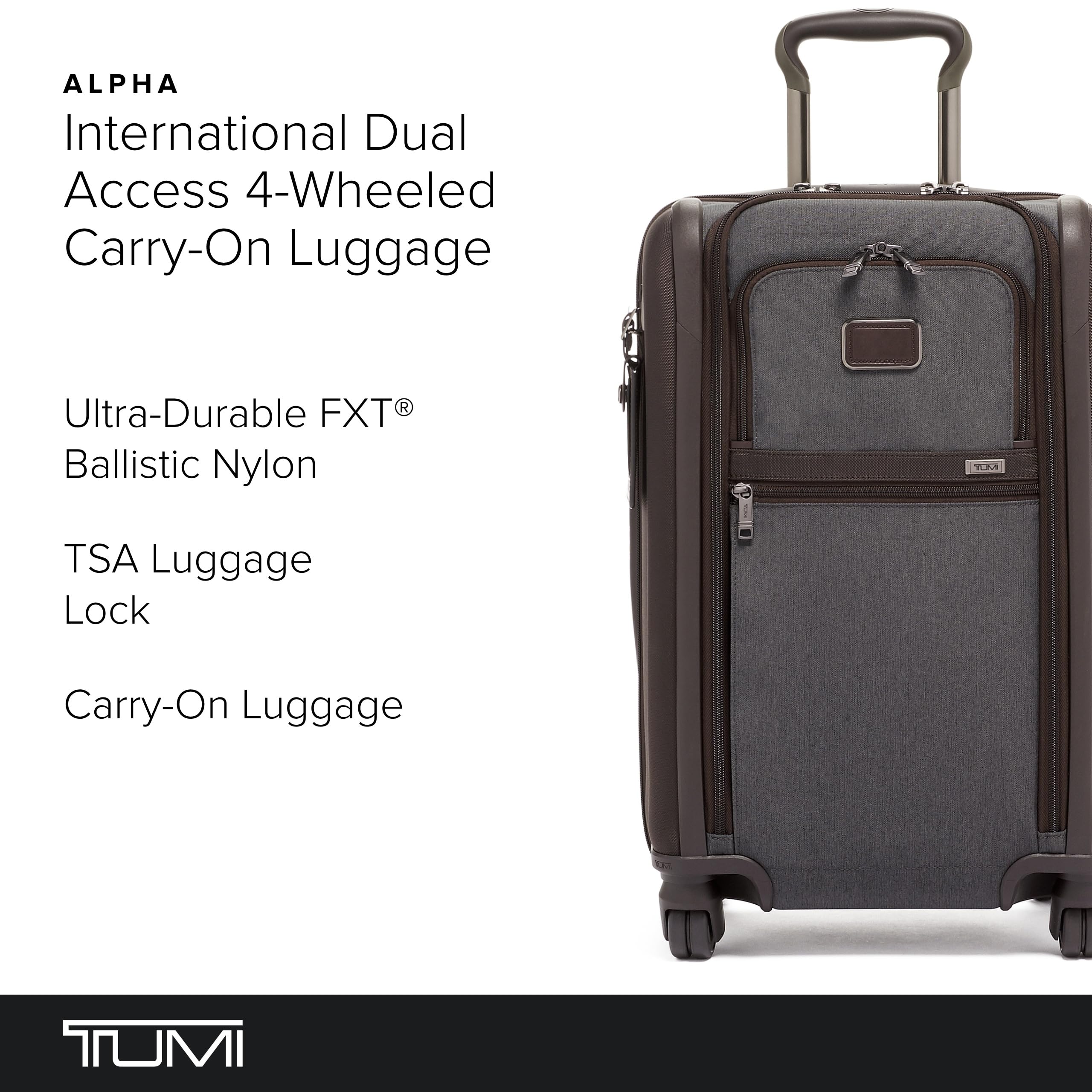TUMI Alpha International Dual Access 4-Wheeled Carry-on - Expandable, Durable and Compact Luggage with Removable Garment Bag