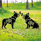 GDNSFIT Bulldog Dog Metal Decor for Outside,Garden Stakes Decorative Dog Gifts for Women/Men,Black Silhouette Statues for Yard Ornaments,Lawn, Patio, Pathway,Outdoor Garden Decor