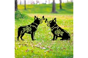 GDNSFIT Bulldog Dog Metal Decor for Outside,Garden Stakes Decorative Dog Gifts for Women/Men,Black Dog Silhouette Statues for Yard Ornaments,Lawn, Patio, Pathway,Outdoor Garden Decor