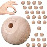 Jetec 30 Pcs 1 inch Unfinished Wood Ball Knobs Round Pulls Handles Round Wooden Drawer Cabinet Knobs for Kitchen Cabinet Drawer Dresser Gnome Noses and Crafts